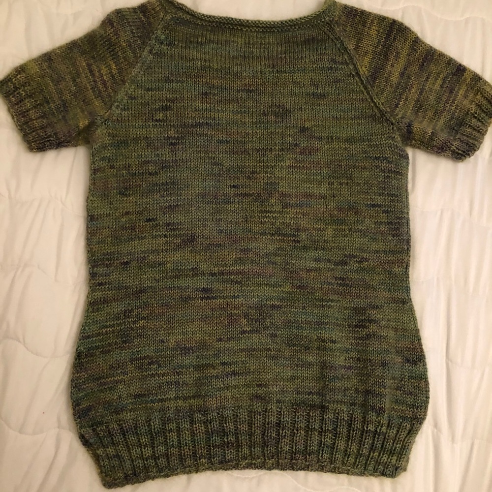 handmade blue green short sleeved sweater